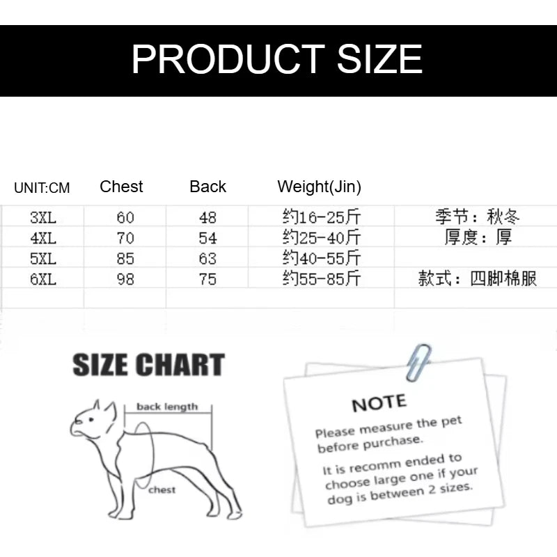 Autumn Winter Thicken Pet Dogs Clothing Handsome Medium Large Dogs Jackets Coats Outdoor Labrador Retriever Soft Warm Clothes