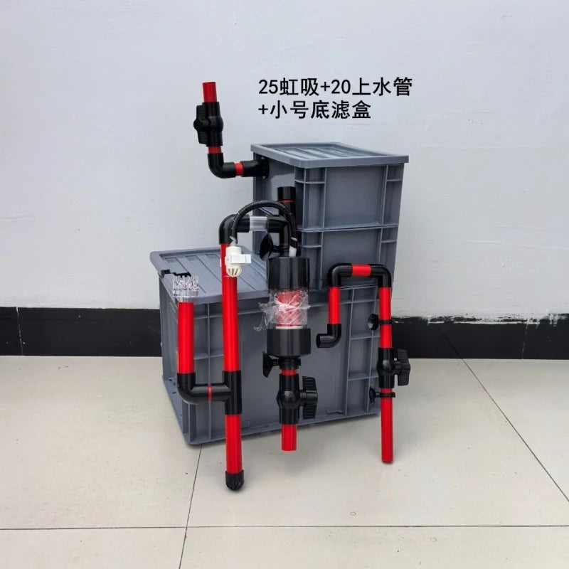 No punching, upper filter, bottom filter, siphon anti-overflow, automatic start-stop fish tank turnover box bottom filter