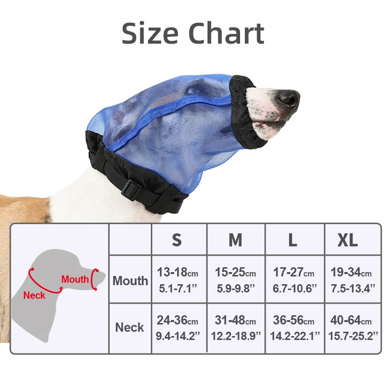 Anti-Mosquito Dog Muzzle Adjustable Breathable Bite-Resistant Pet Mask Outdoor Walking Training Comfortable Durable Safe Play