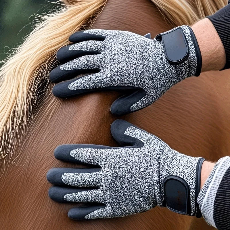 Horse Grooming Gloves Shedding Brush Pet Hair Remover Mitts for Equine Massage Cleaning Bathing Long Short Hair Deshedding Tool