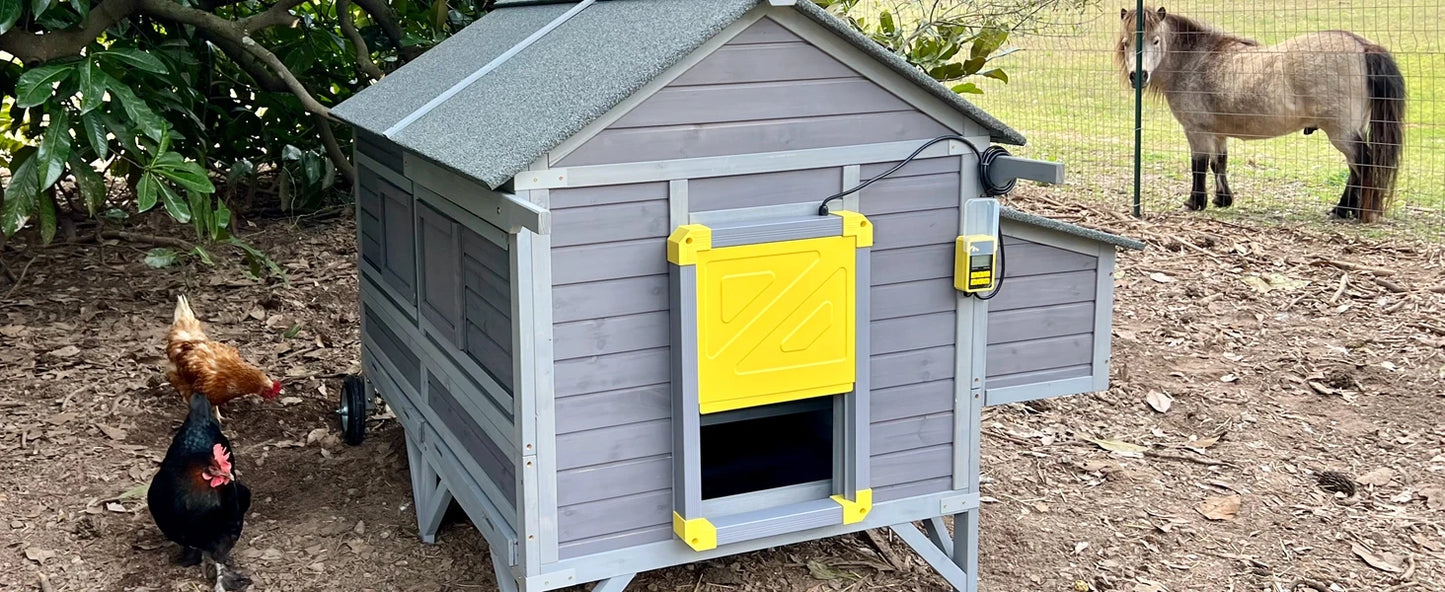 Portable Wooden Chicken Coop with Nesting Box with Sturdy Iron Frame, Durable and Waterproof, Large Upgraded Poultry Cage.