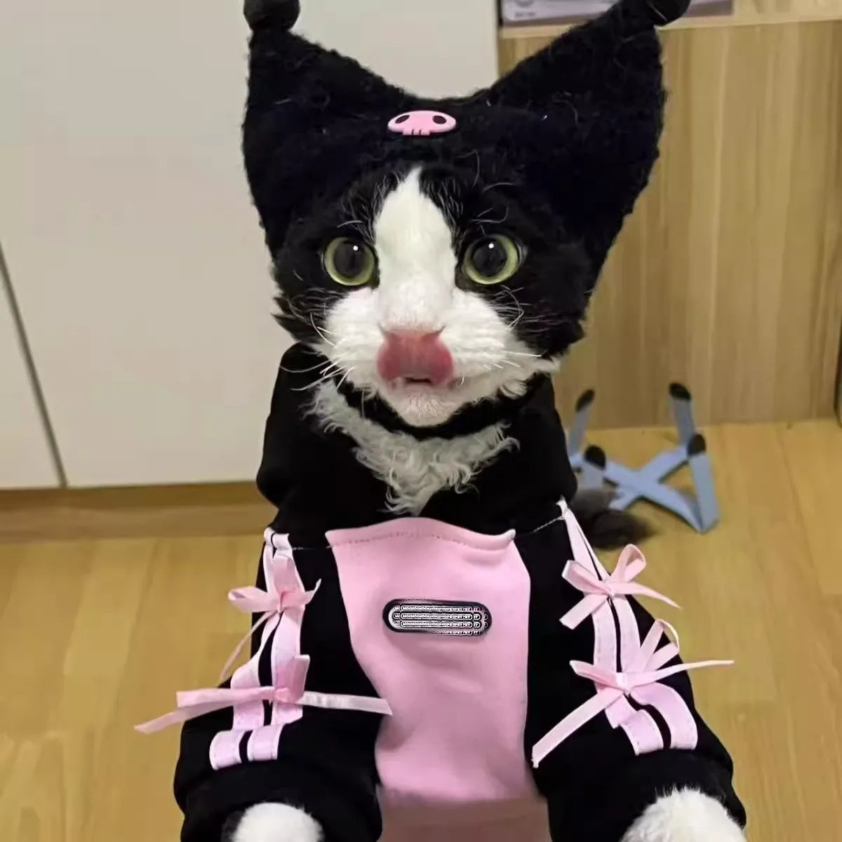 Black And Pink Striped Bowknots, Pink Skull Pet Hoodie, Cat, Dog, Maltese, Yorkshire, Chihuahua Sweet and Cool Pet Clothes