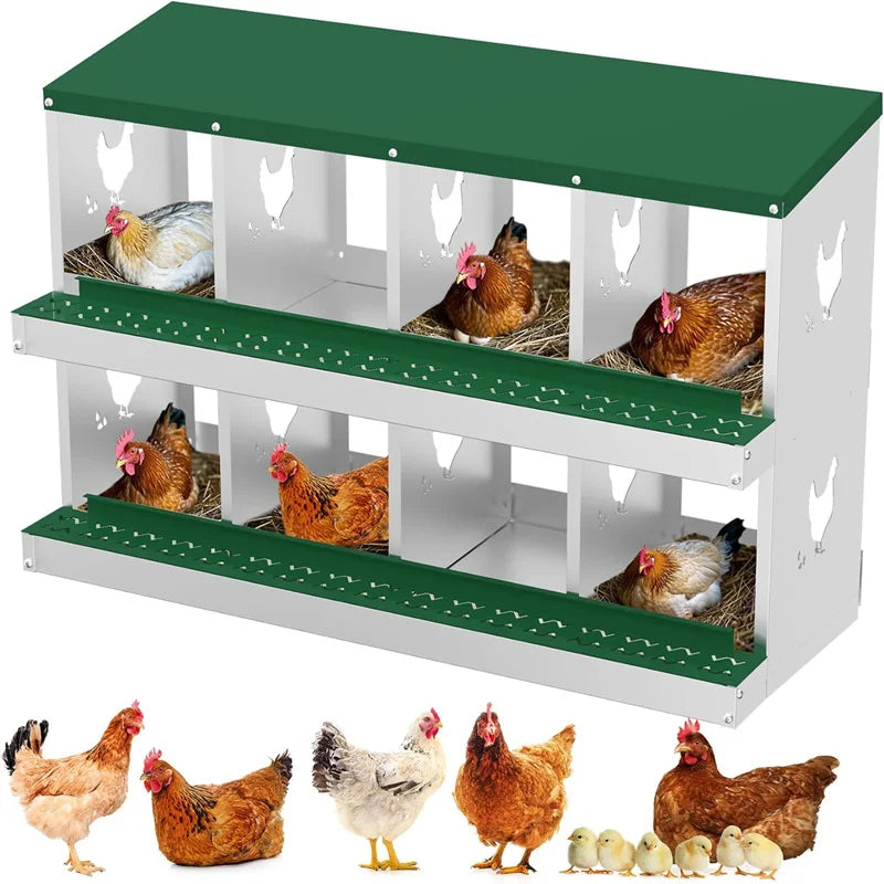 Nesting Boxes for Chickens, Compartment Chicken Nesting Box, Metal Chicken Laying Boxes with Perch, Secure Lid, Versatile Wall