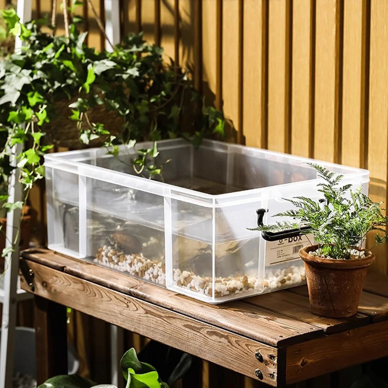 Turtle Terrariums Household Turnover Box Turtle Breeding Plastic Landscaping Tank Transparent Aquarium Reptile Transport Boxes