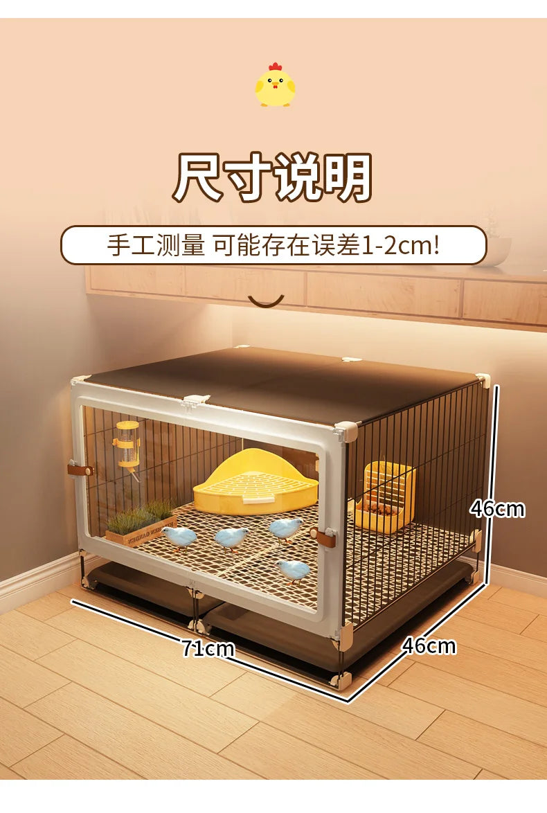 Large Quail Cage with 2-Tier Wire Floor & Droppings Tray, Ventilated Chicken Coop Foldable Breeding Box Educational Kids Project