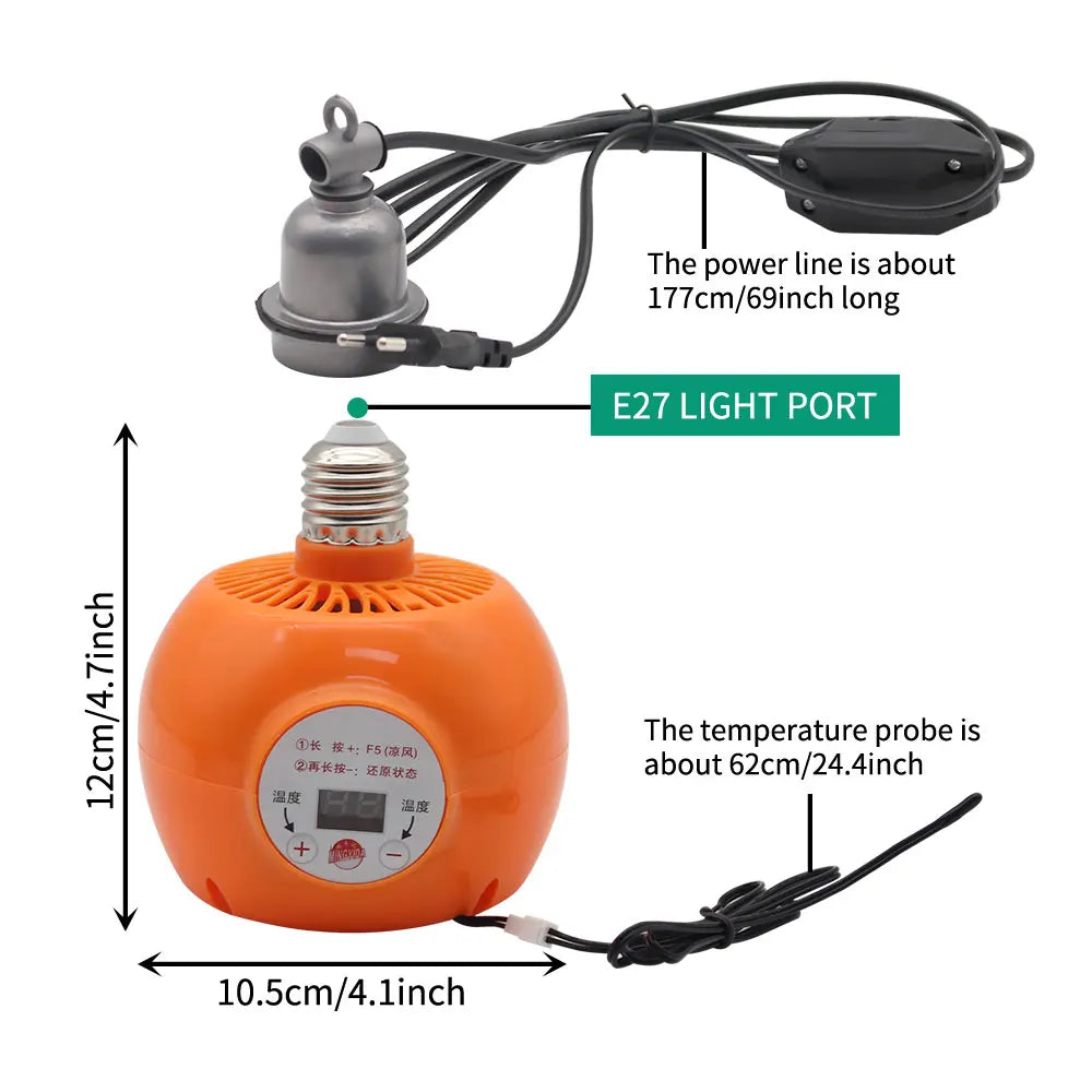 Pet Heater Animal Heating Lamp Warm Light Lamp Thermostat Thermostat Heater Reptile Box Heating Lamp 220V 150W For Incubator