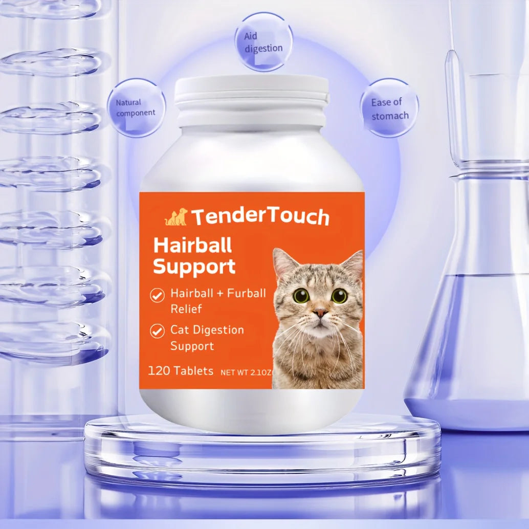 Hairball - 200 Tablets- Hairball Aid Supplement for Cats & Vitamins for Hairball Control and Digestive Support, Helps Eliminate Hairballs