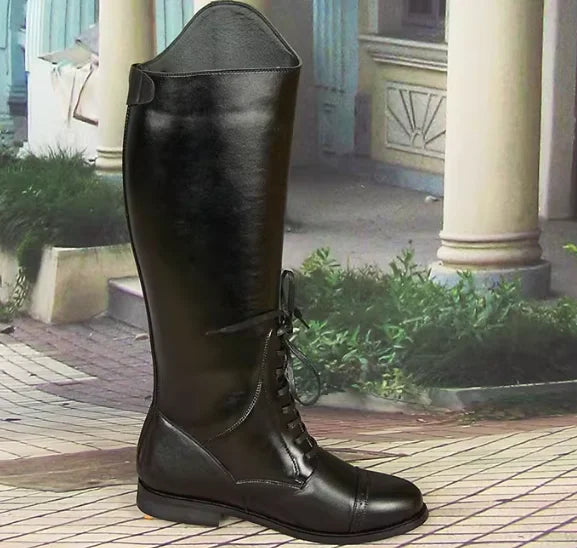 Men's High-top Genuine Leather Cowhide Ceremonial Guard Boots  British Autumn Zipper Men's Long Leather Riding Boots