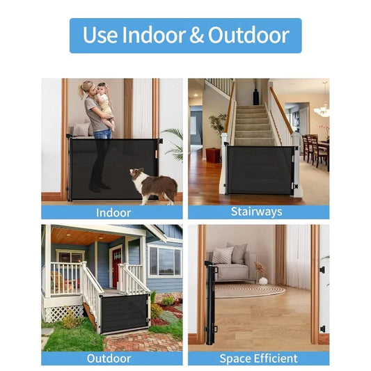 Retractable Baby Gate,  Mesh Dog Gate,33" Tall ,Extends up to 55" Wide,  Gate for Doorways