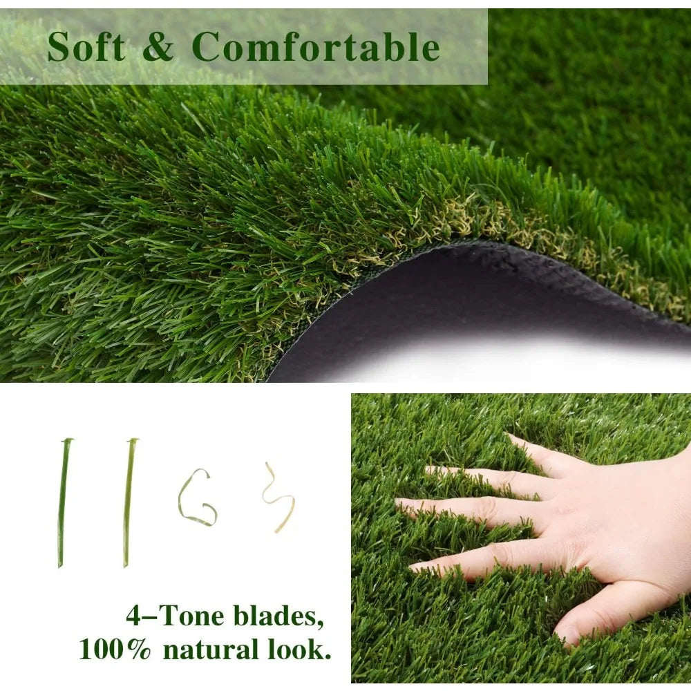Artificial Grass for Pet Dogs Thick Synthetic Fake Grass Turf with Drain Holes, Indoor Outdoor Lawn Landscape for Gym Patio
