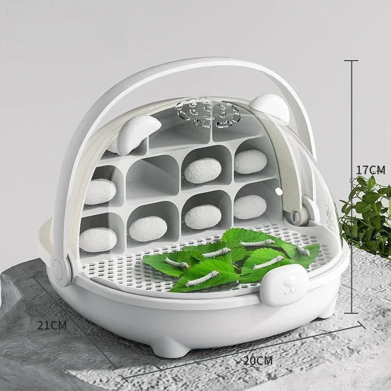 Solid Color Silkworm Raising Set Silkworm Canteen Space Capsule Insect Breeding Box Special Breeding Barn Silkworm Breeding Box