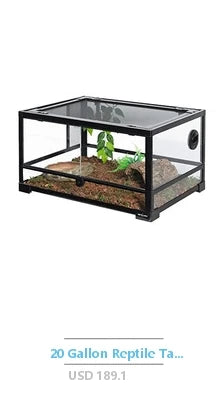 Reptile Terrarium PC Tank Starter Kit 15.6x8x10 inch Anti Breakage Amphibians Habitat Ventilation Kit Starter Accessories