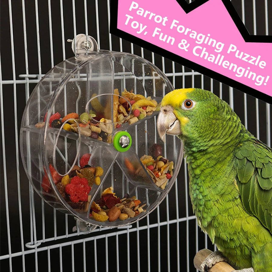 Rotating Pet Parrot Toys Wheels, Bite Chewing Birds Foraging Food Box Cage Feeder, Birds accessories