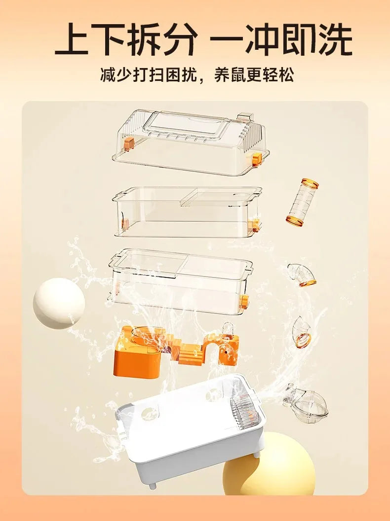 Hamster Cage Large Luxury Villa Three-layer Acrylic Panoramic Transparent Golden Bear Special Nest