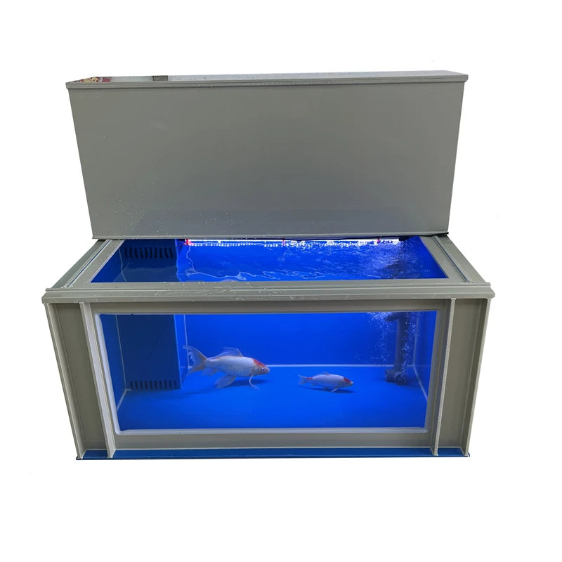 XYY large koi fish tank ultra-white glass ornamental fish pond with dry and wet separation fish box