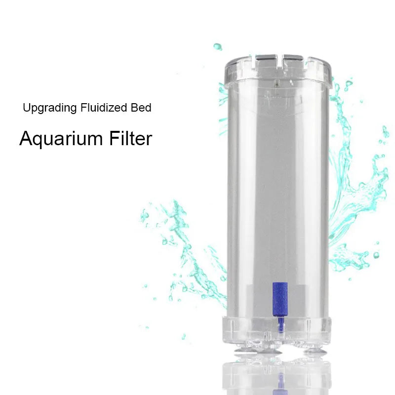Aquarium Filter Fish Tank Fluidized Moving Bed Filter Bubble Bio Filter Media With Air Stone And Sponge Filters Transparent