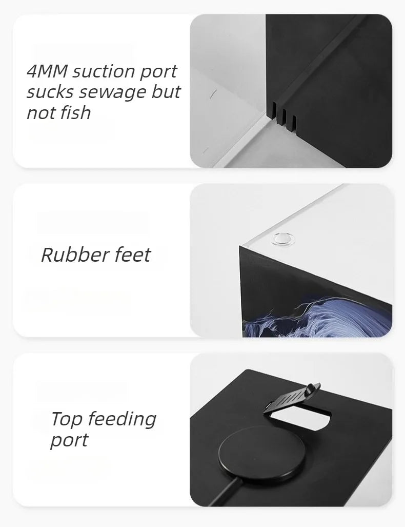 Desktop Fish Tank Betta Goldfish Aquarium with Light and Water Pump Luxury Mini Fishbowl Home Fish Aquatic Pet Decor Terrarium