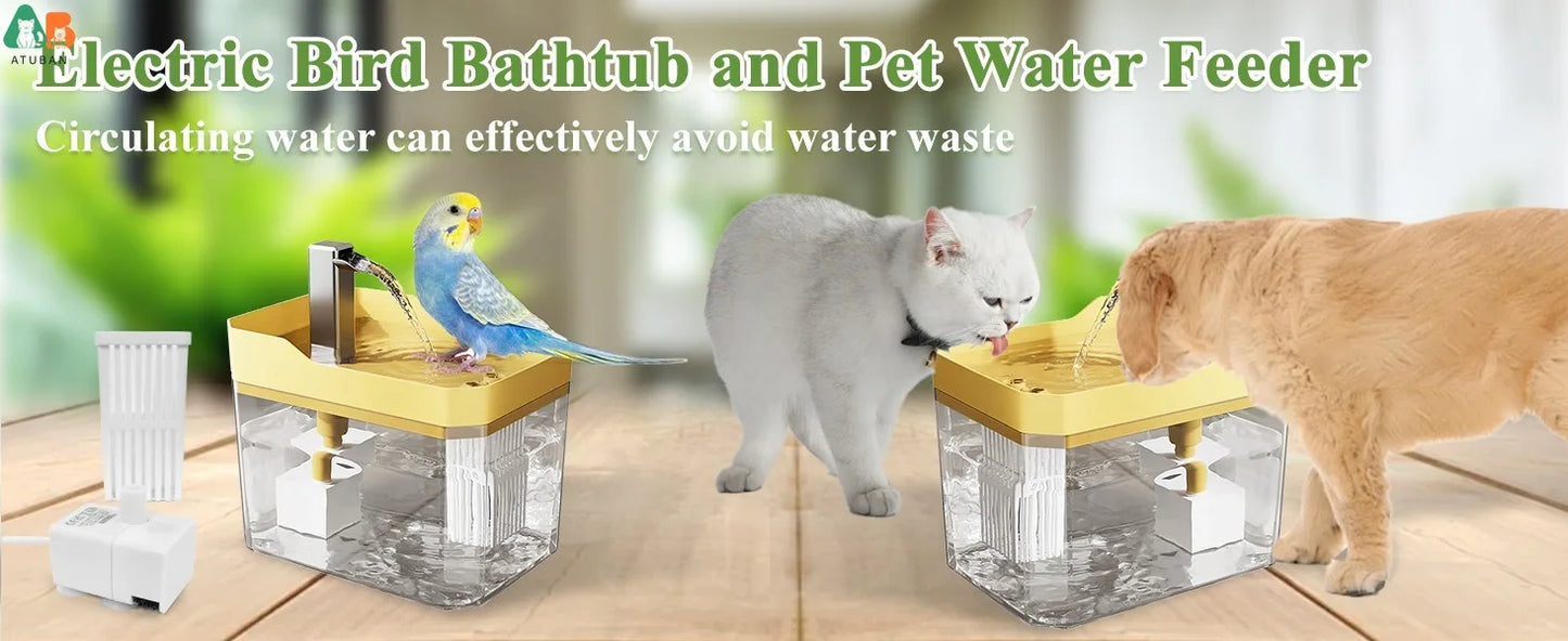ATUBAN Automatic Parakeet Bird Bath with Pump, Bird Shower Fountain Indoor Bathtub with Running Water, Parrot Bath Tub Faucet