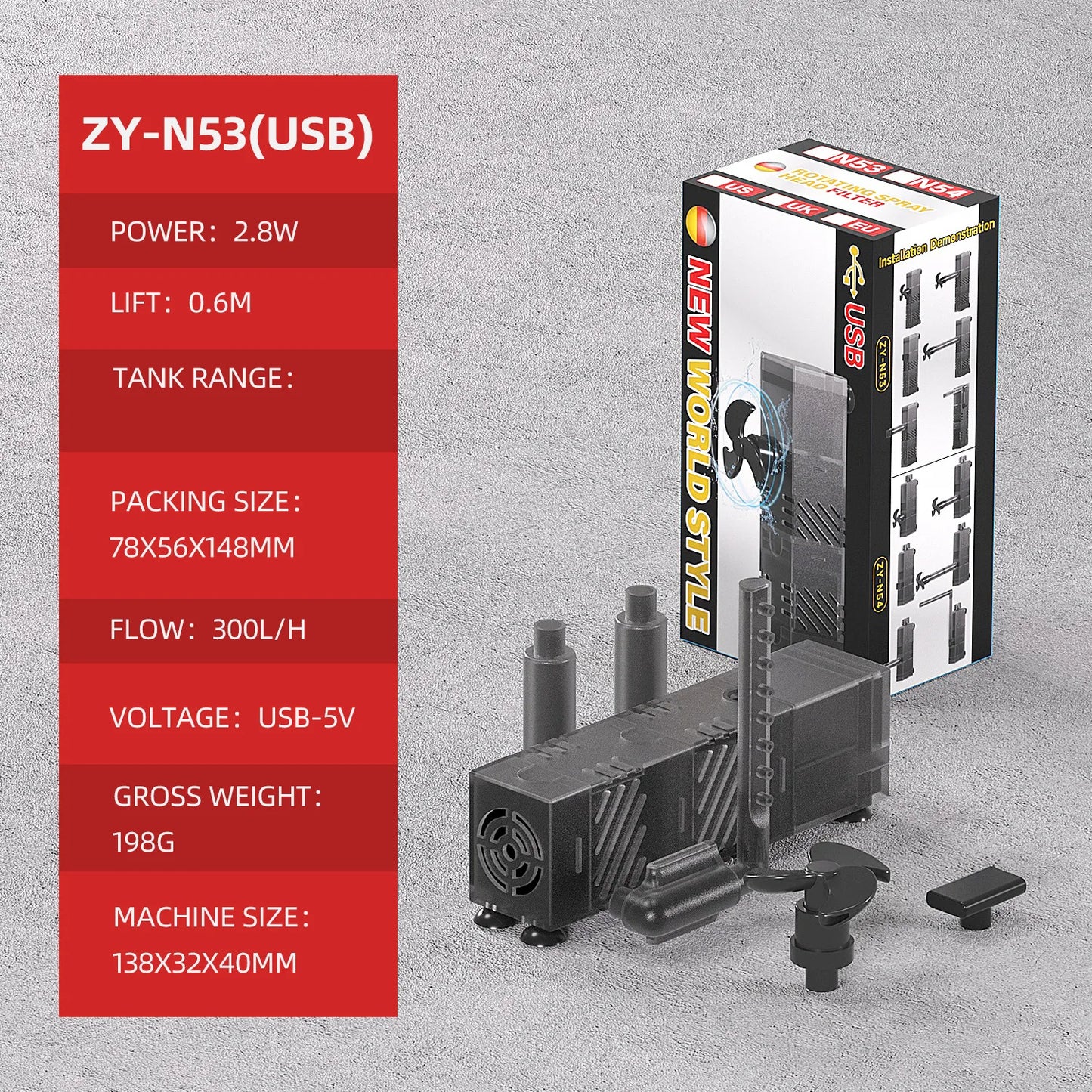 USB fish tank low water filter Aquarium Turtle tank Filter circulation Filtration oxygenation Small fountain