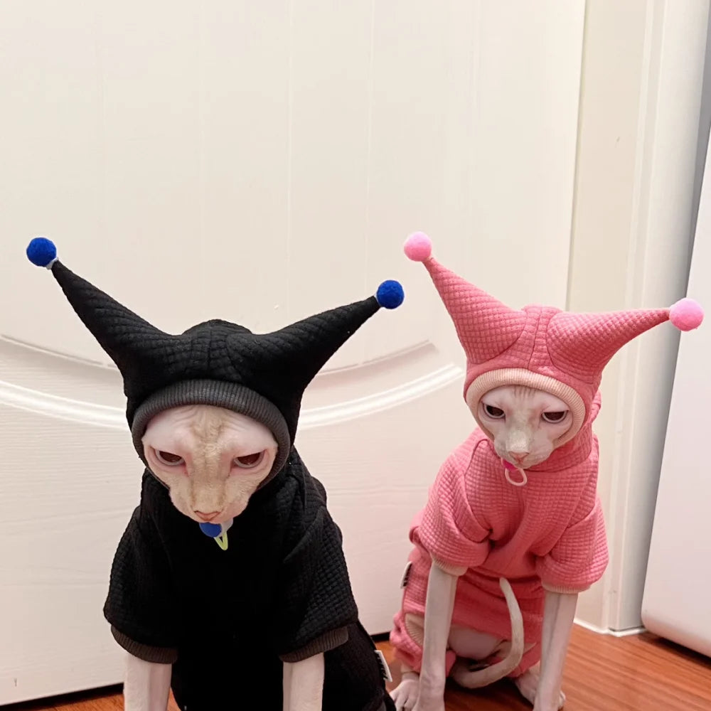 Winter Warm Hat for Sphynx Cat Adjustable Waffle Cold-proof Cap for Cats Cute Christmas Fleece Hat for Kittens Dogs Cat Supplies