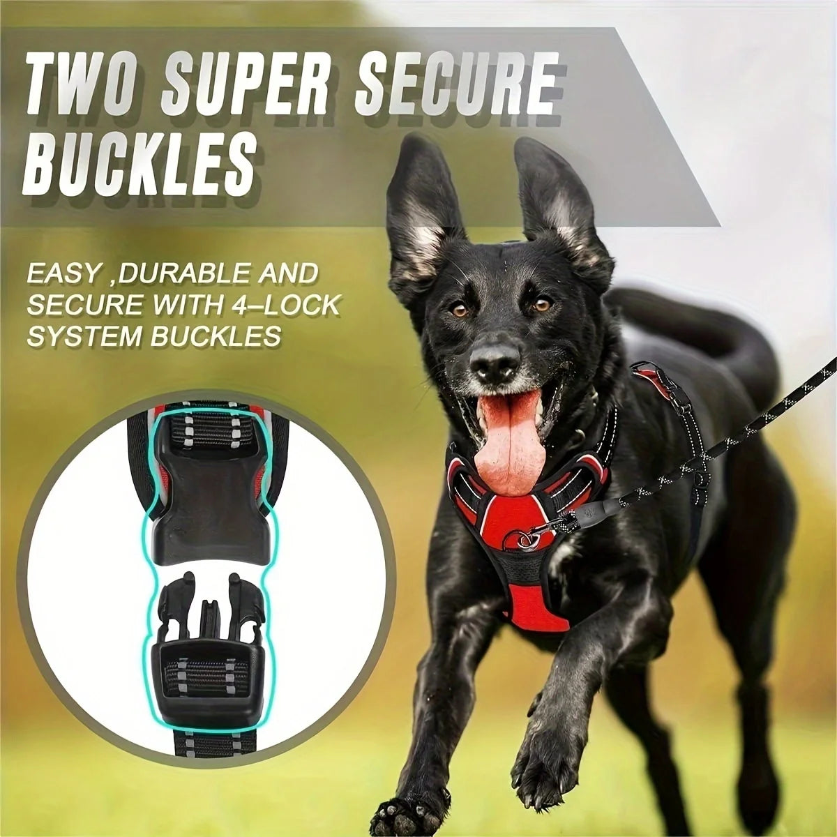 3pcs Escape-Proof Dog Harness Set with Leash and Poop Bag Dispenser for Medium and Large Dogs Walking, Adjustable