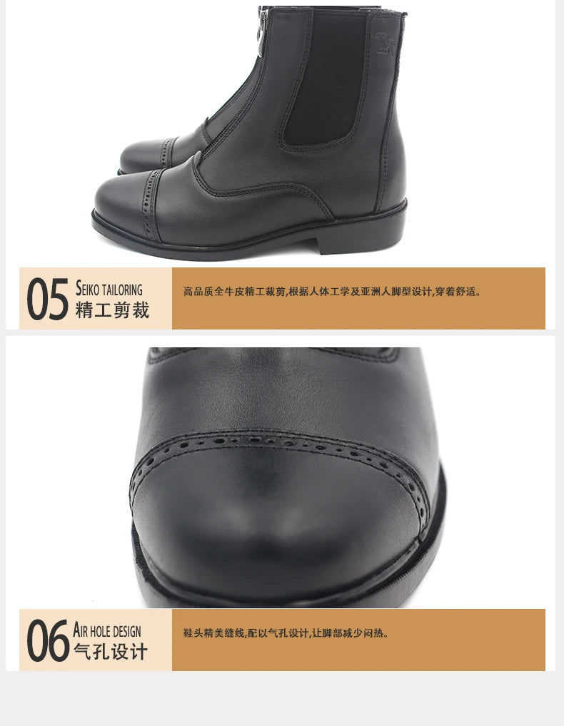 Aoud Horse Riding Boots Equestrian Boots Full Leather High Quality Zipper Shoes Men Women
