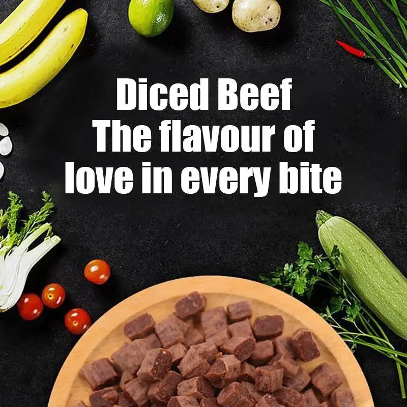 Diced Beef Particles Appetizing Digestive Nutritious Delicious Chewy Adult Dog Puppy Training Rewards Premium Beef Pet Snack
