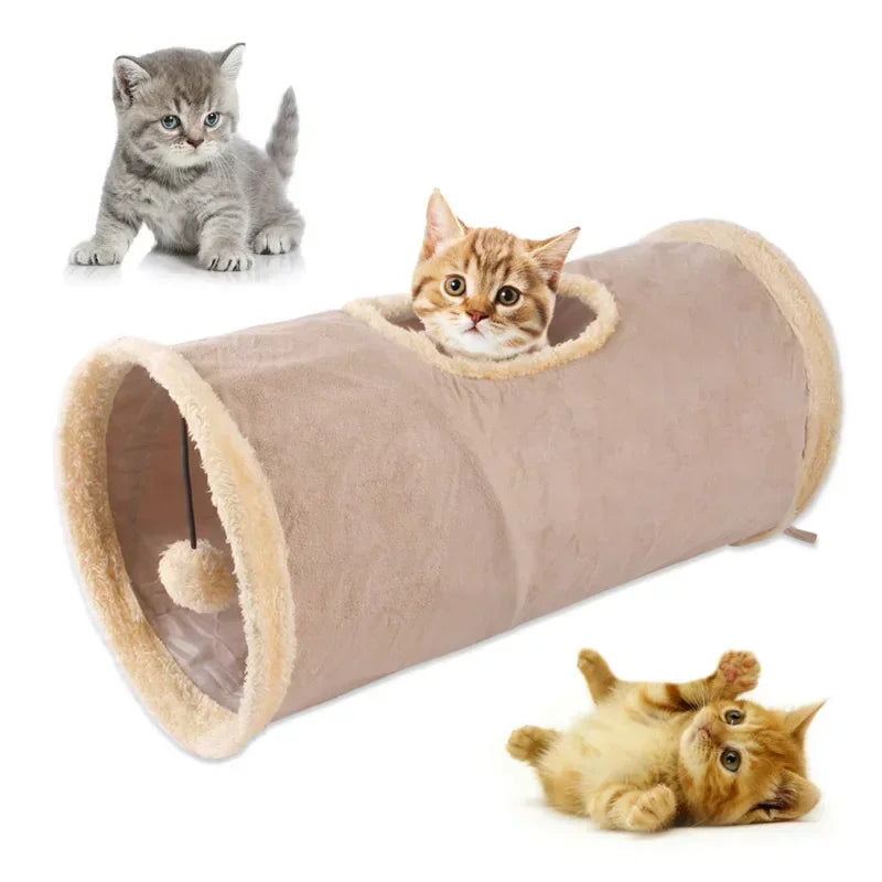 Foldable Cat Tunnel Tube Toy Collapsible Suede Fabric Play Tent Indoor cats  Indoor Training Interactive Toy Pet Supplies