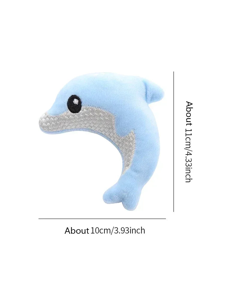 Pet cat toy Cute stuffed animal baby dolphin with catnip nibble toy
