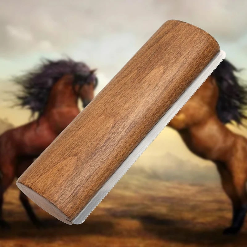Horse Grooming Brush Scrapers Wooden Handle Horse Shedding Brush Grooming Tool Painlessly Removal of Loose Hair, Furs & Dirt