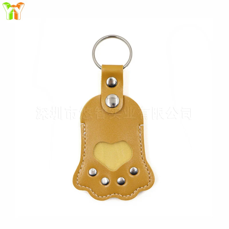 Leather Memorial Pet Hair Storage Bag Cat Paw Keychain Handmade Homemade Pet Memorial Keychain