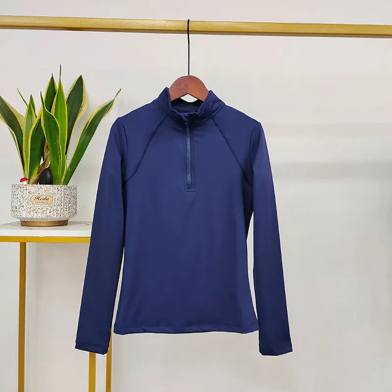 MXLLINA Western Zipper Horseback Riding Long Sleeve Base layer Equestrian Tops Breathable Riding Shirts Equestrian Clothing