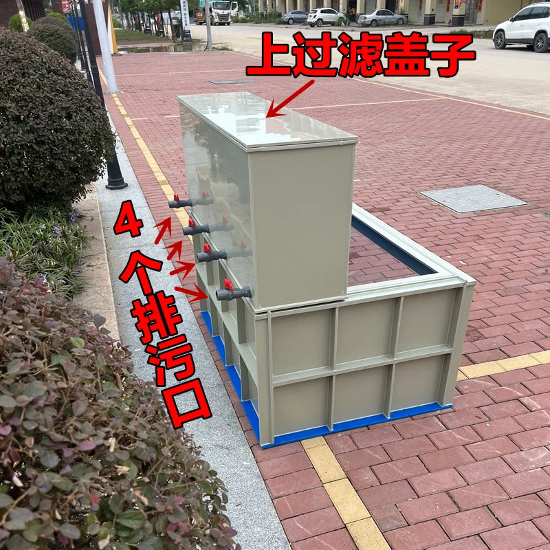 XYY large koi fish tank ultra-white glass ornamental fish pond with dry and wet separation fish box