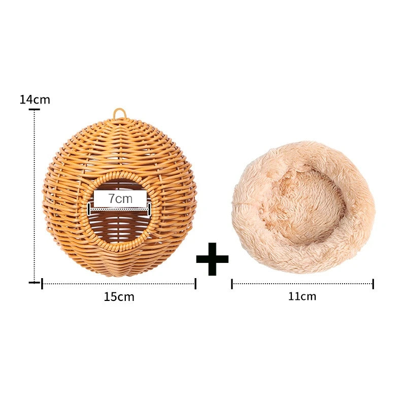Bird Nest Fake Grass Handwoven Bird Cage House Parrot Canary Lovebird Parakeet Cockatiel Hatching Bird Hut