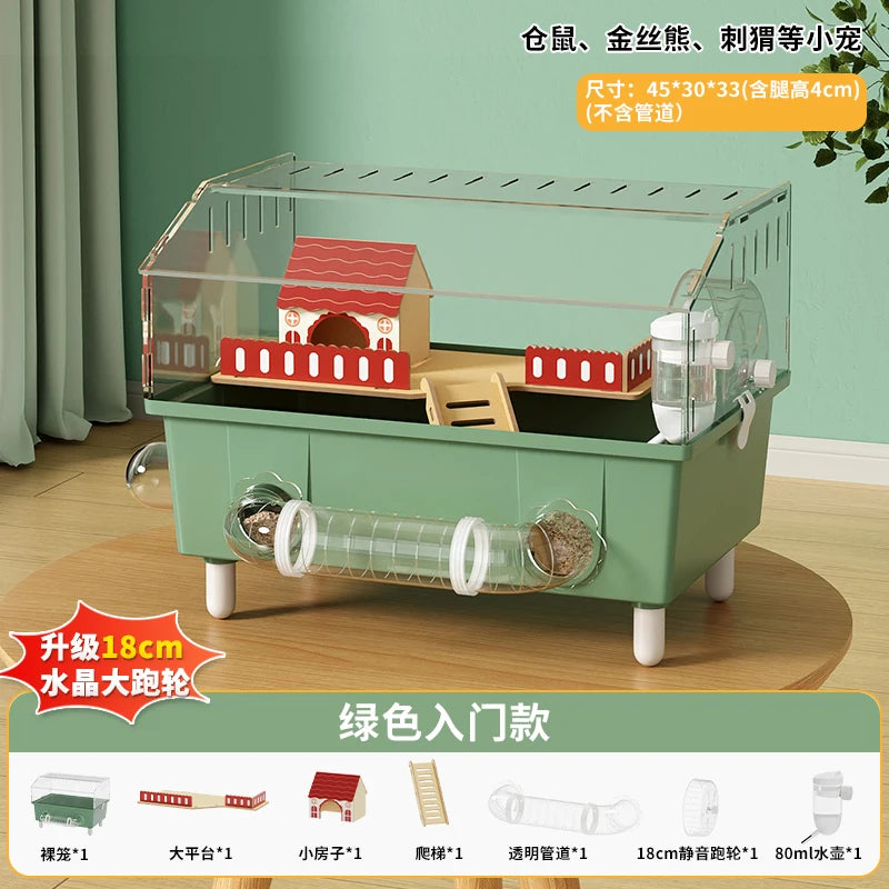 Transparent Acrylic Hamster House, with Tunnel,
