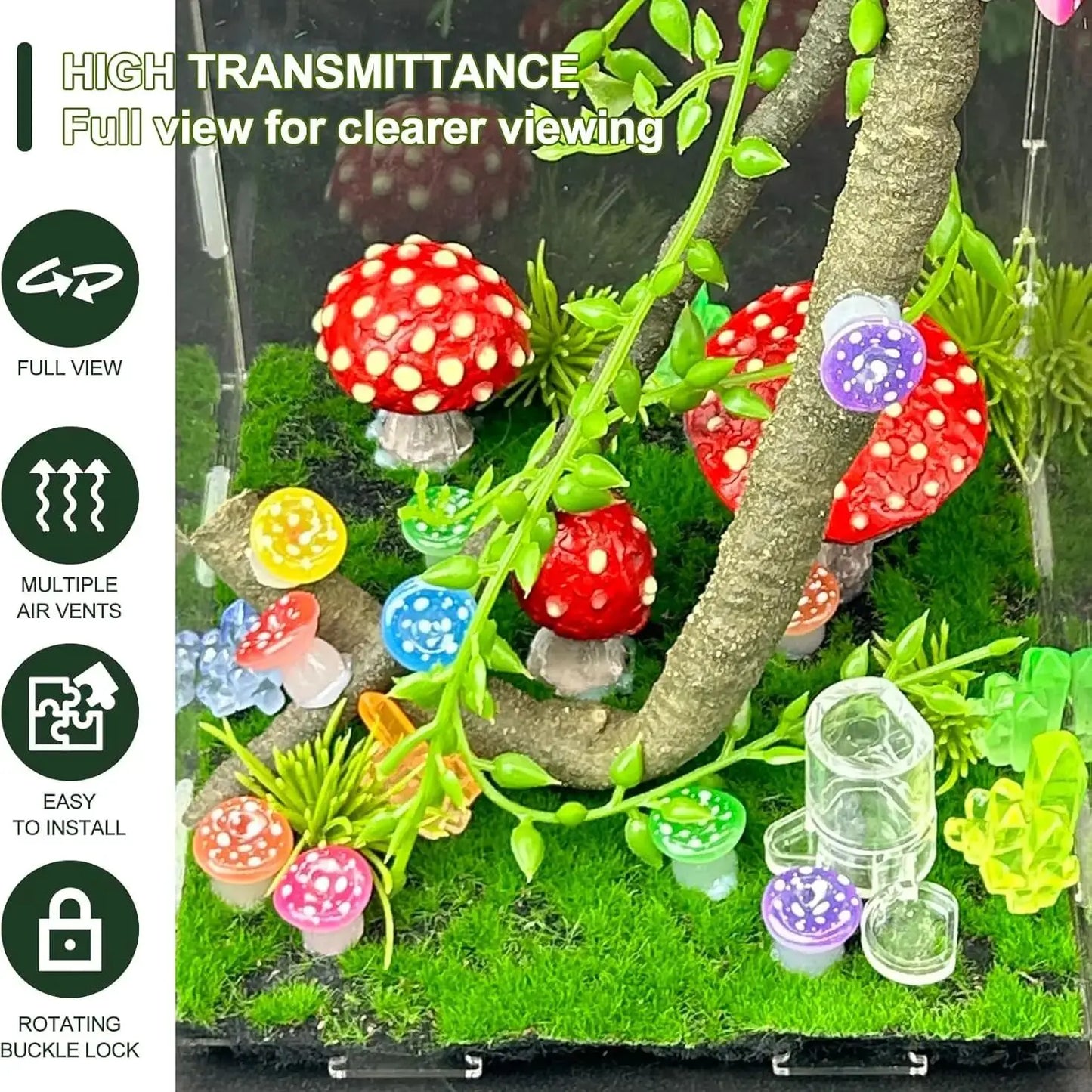 Jumping Spider Enclosure DIY Jumping Spider Insects Habitat with Temperature and Humidity Detector Water Feeder Platform Hide