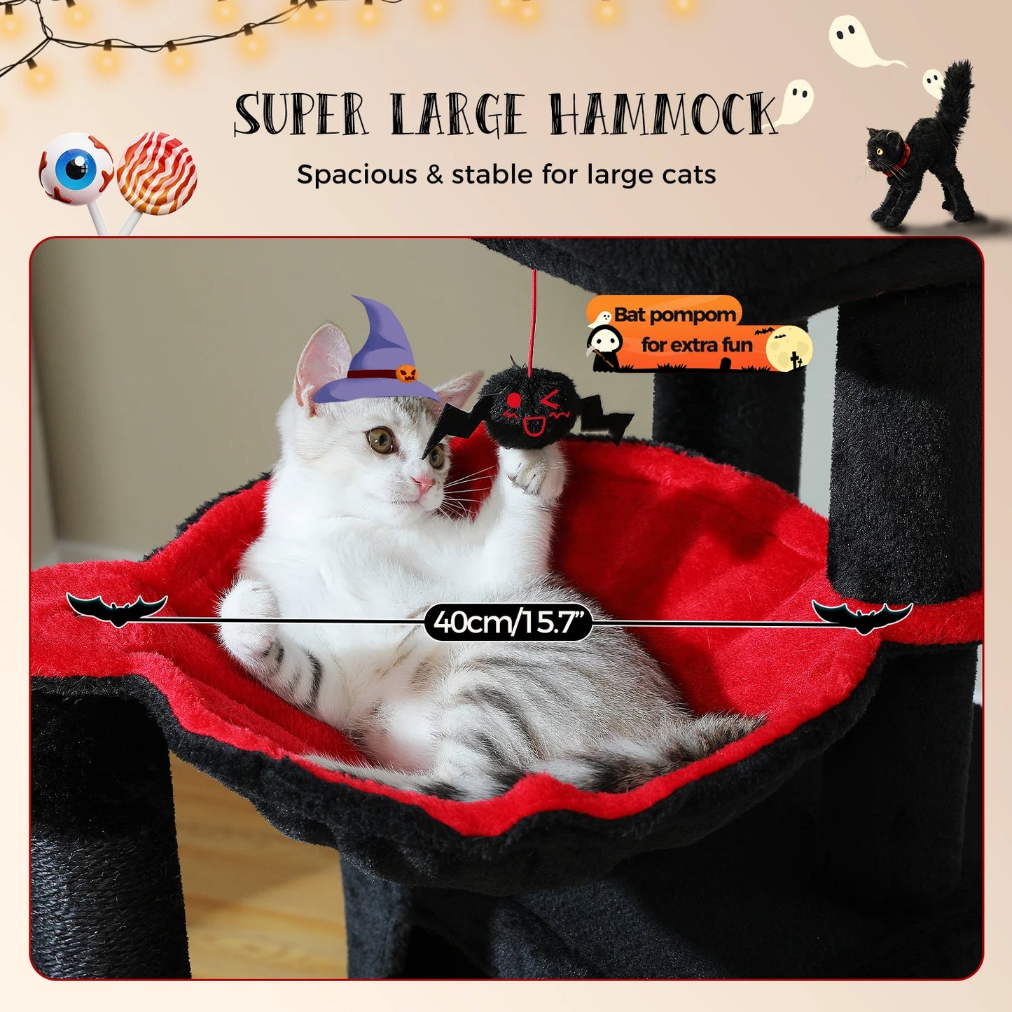 Large Cat Tree for Indoor Cats Multi-Level Cat Tower with Spacious Condos Sisal Scratching Pad Kitten House Accessories Cat Toys