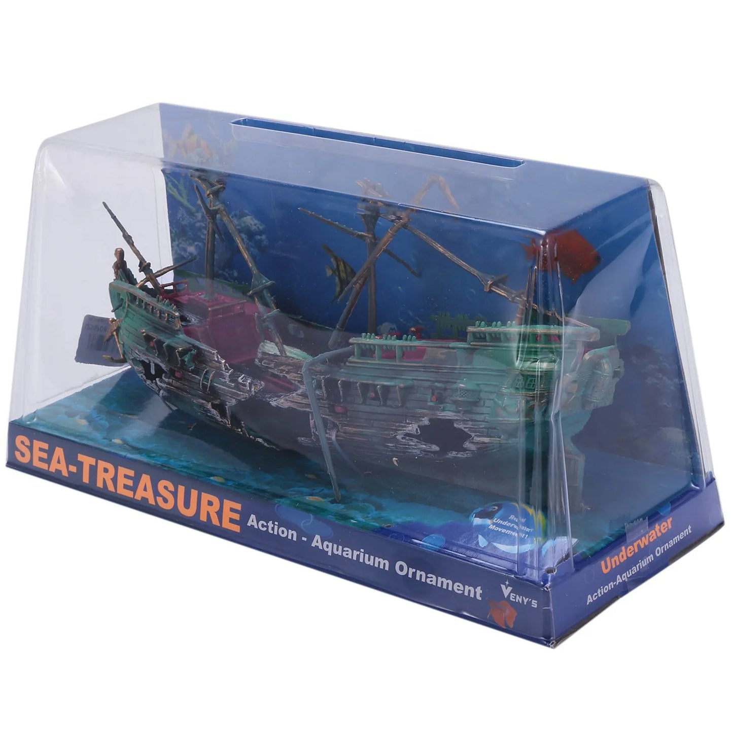 B62B-2X Large Aquarium Decoration Boat Plastic Aquarium Ship Air Split Shipwreck Fish Tank Decoration