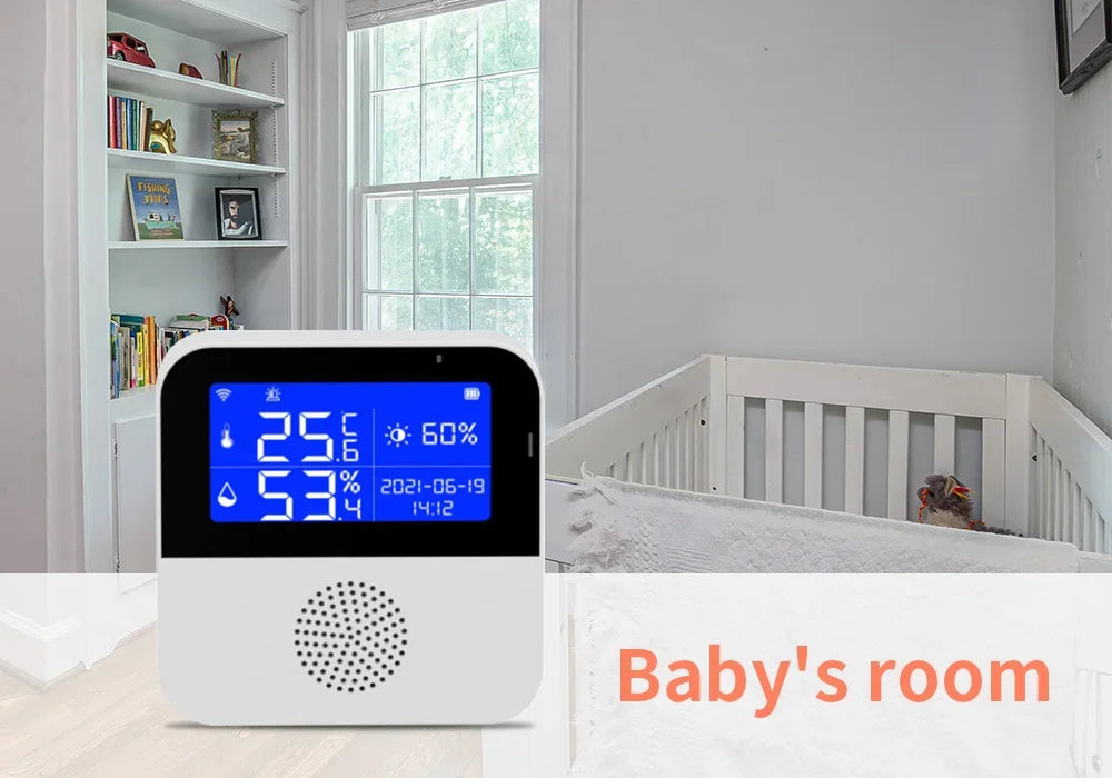 WiFi Tuya Smart Life LED Display Temperature Humidity Sensor Living Room Office Indoor Aquarium Water Temperature Detector Line