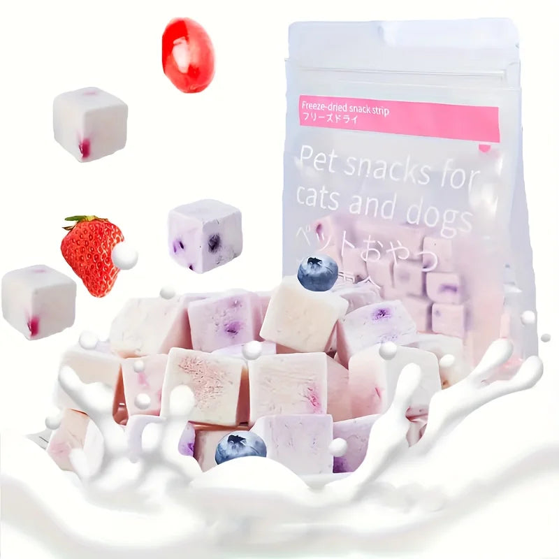 2-Pack(2 x 100g/3.53oz) Fruit Yogurt Cubes Dog Treats For Dogs Or Cats, Made With Yogurt And Fruit, Healthy