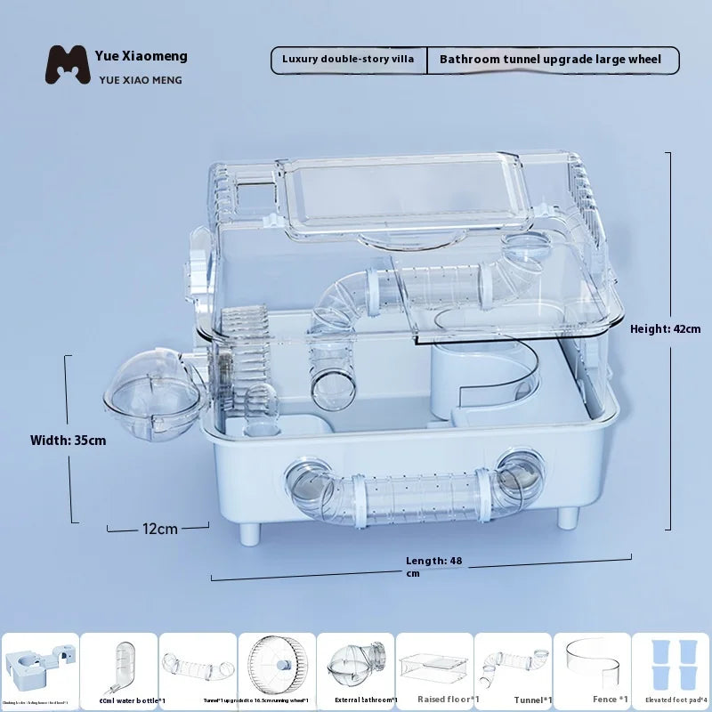 Hamster Cage Large Luxury Villa Three-layer Acrylic Panoramic Transparent Golden Bear Special Nest
