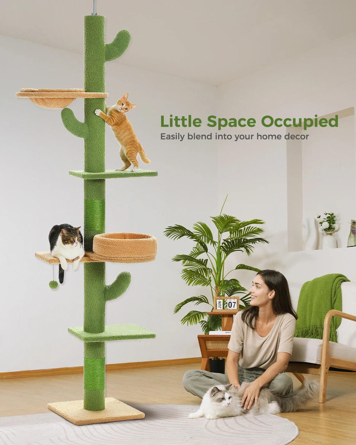Adjustable Floor-to-Ceiling Vertical Cat Tree Tower Stable Tall Cat Climbing Tree Cat Kittens Cat Toy Suitable for Indoor Cats