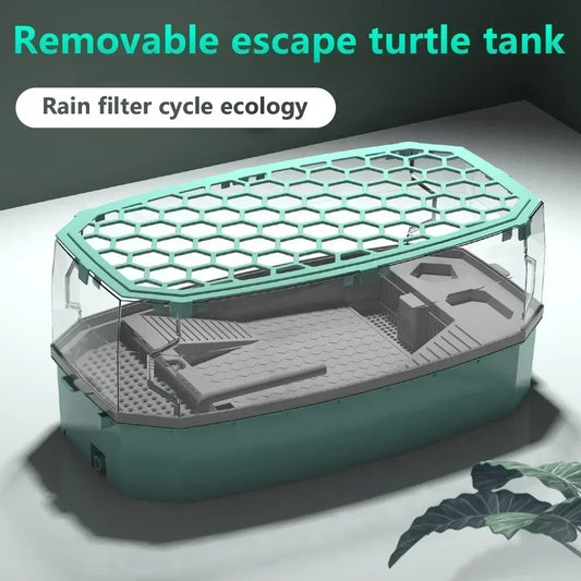 Reptile Turtle Vivarium Box with Basking Platform Tortoises Aquarium Tank Transparent Anti-Escape Cage Home Aquariums