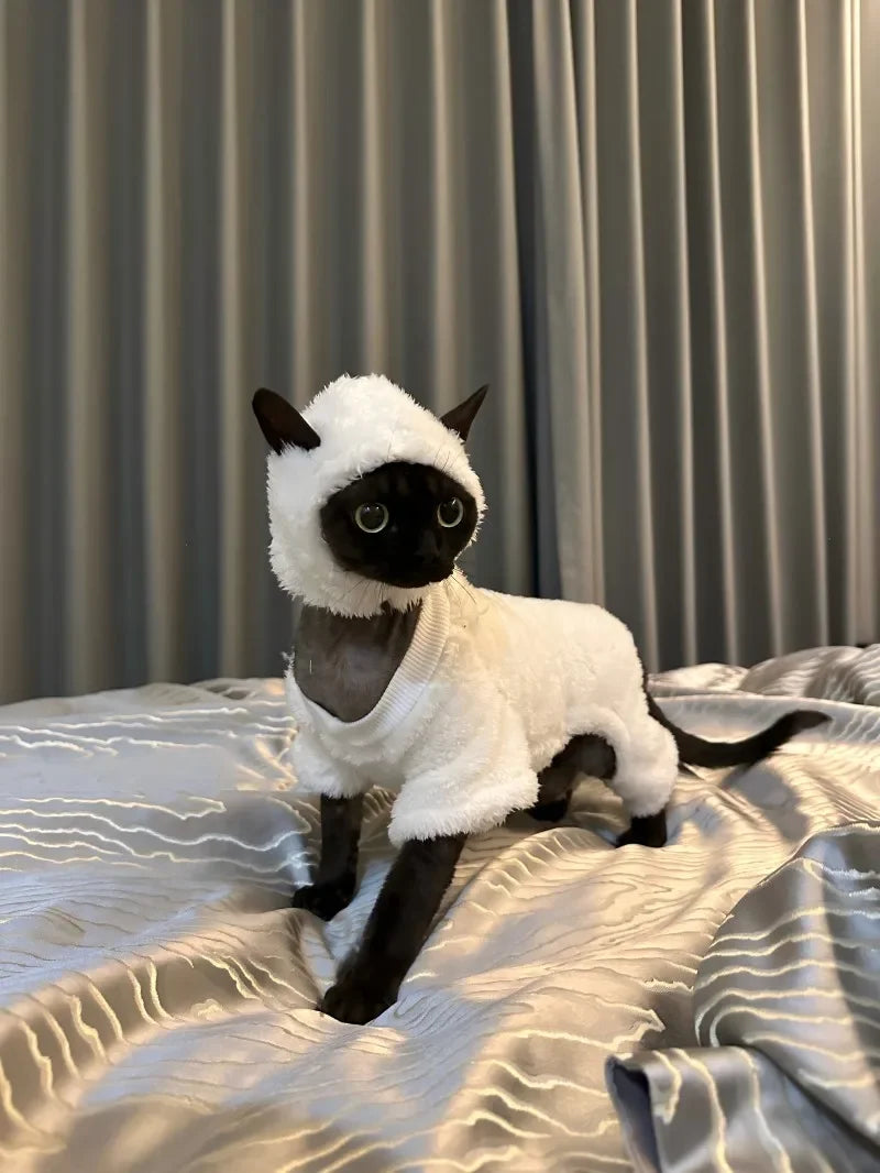 Hairless Cat Clothes Autumn and Winter Thickened polar fleece Warm Four-Legged Sphinx Devon Rex Cat lamb double-sided fleece cotton