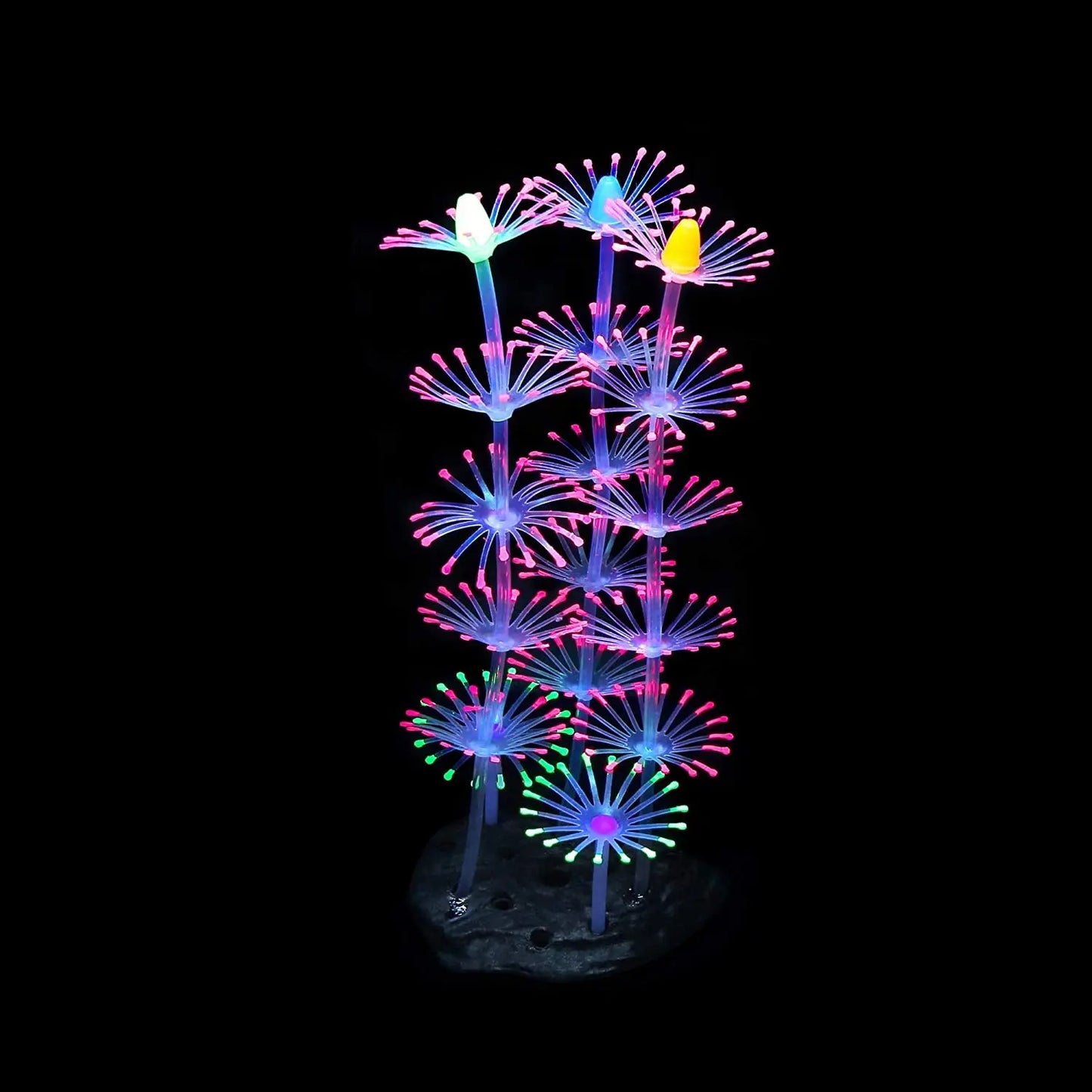 Glowing Silicone Coral Aquarium Decor with Suction Cups, Fish-Safe UV-Activated Plants for Saltwater/Freshwater Tank Setup