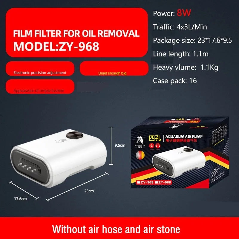 Aquarium Air Pump Ultra Silent High Energy Saving Oxygen Pump Fish Tank Aerator Adjustable Air Volume Pump 110/220V