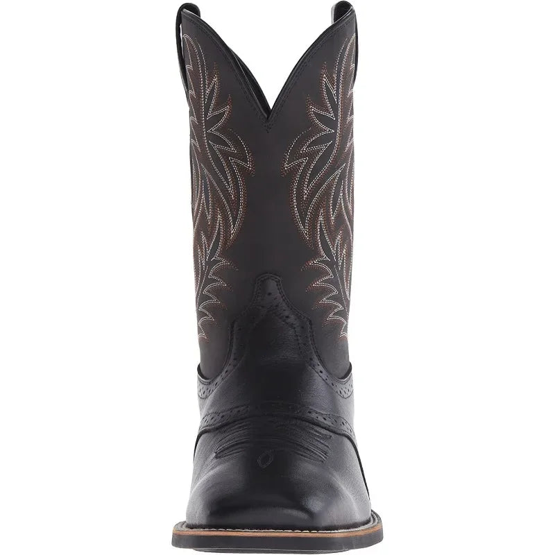 Men High Boots Embroidery Retro Handmade Men's Boots Western Cowboy Boot Pointed Toe Boots Hand Stitching Outdoor Men's Shoes