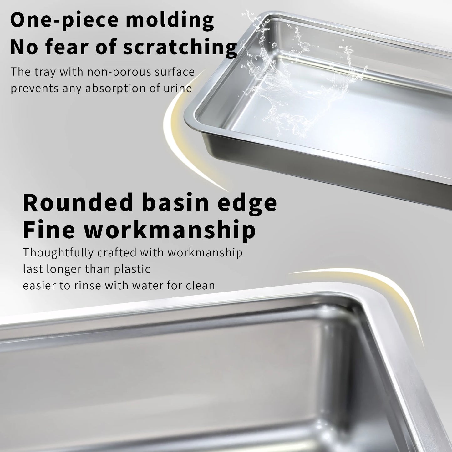 Bingopaw Stainless Steel Cat Litter Box with Lid Front Entry and Top Exit Toilet Box with Litter Scoop for Kittens, Easy Cleaning