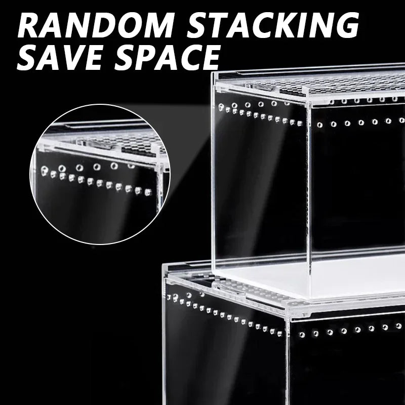 Reptile Anti-Escape Breeding Box Acrylic Transparent Breathable Amphibian Tank for Turtle Spider Lizard Snake Frog Reptiles Cage