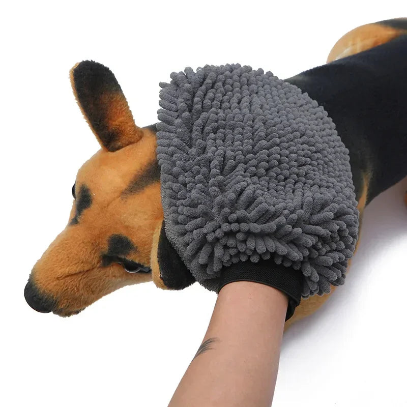 Pet Grooming Glove Quick Drying l Chenille Microfiber Double Sided Dogs Grooming Mitt